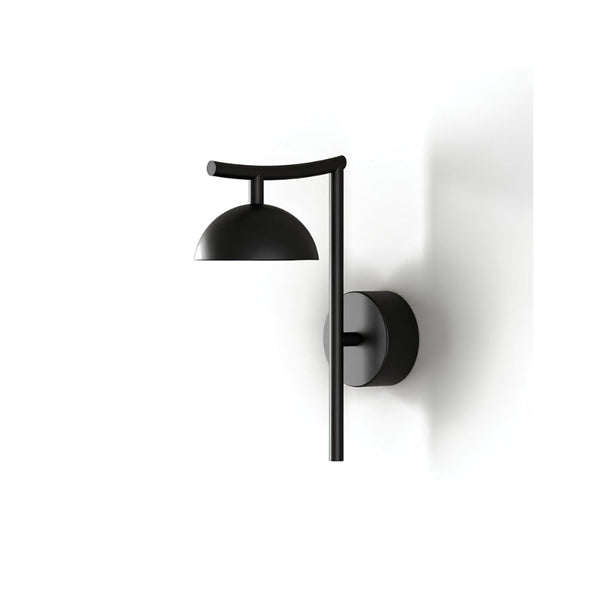 Modern black wall light fixture on a white background