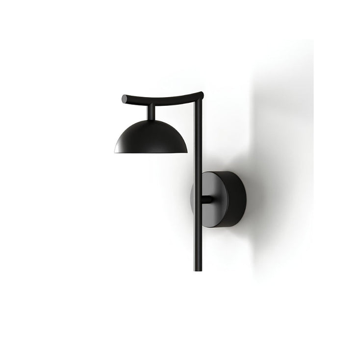 Modern black wall light fixture on a white background